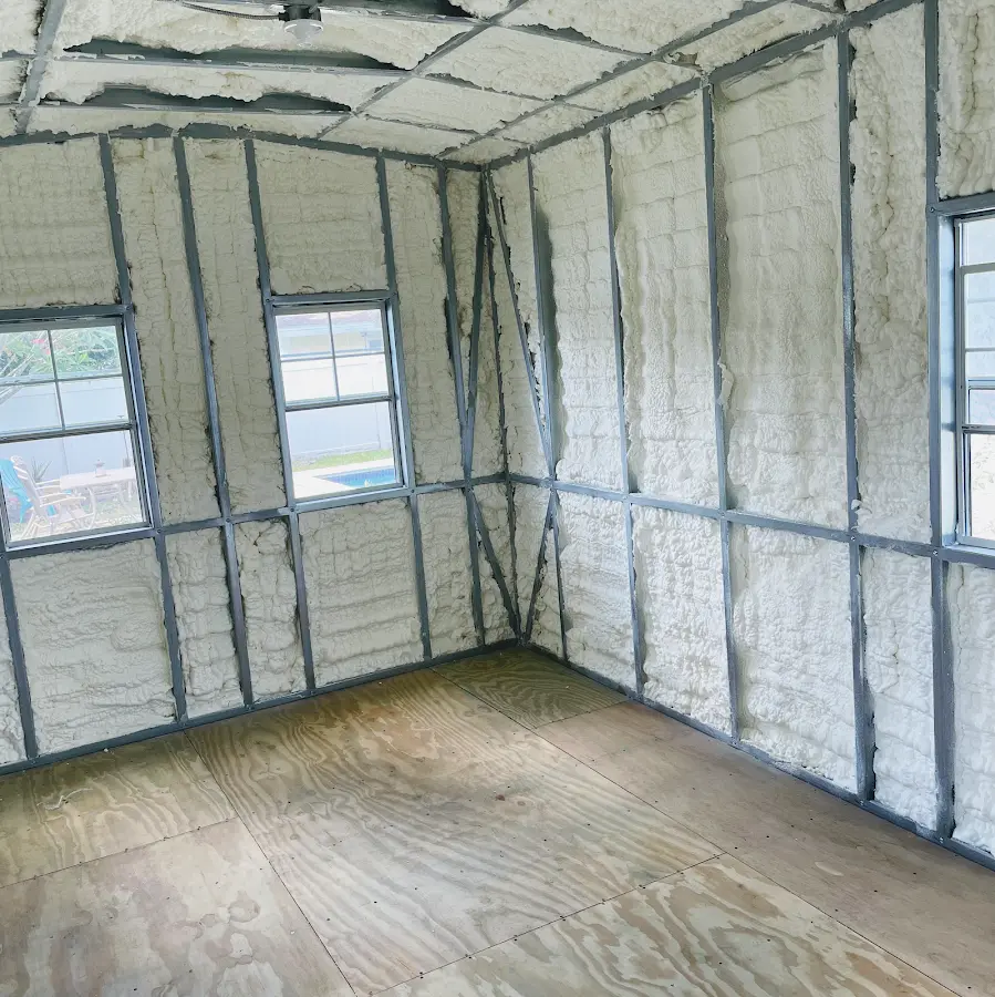 Closed-cell spray foam insulation applied to wall cavities in a residential project in Tracyton